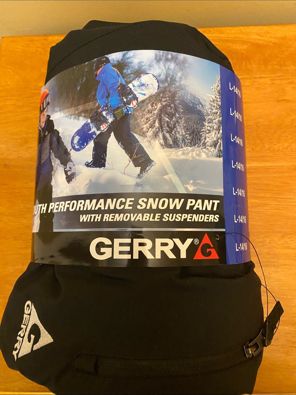 NWT Gerry Youth Performance Snow Pants w/Removable Suspenders Black Large 14/16
